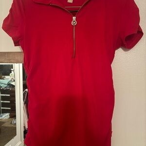Michael Kors Red Zip-Up Top